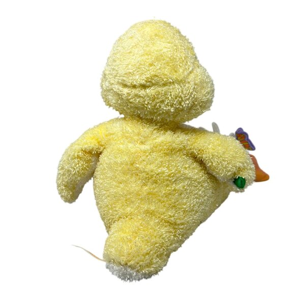 Commonwealth Toy Yellow Duck Plush 2002 Iridescent Beak Feet Flower Butterfly - Picture 5 of 9